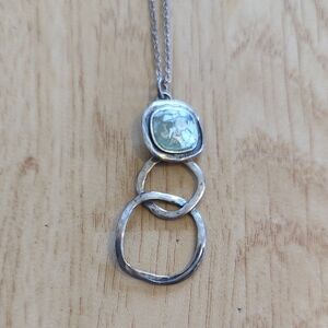 Roman Glass Sterling Silver Pendant Necklace
